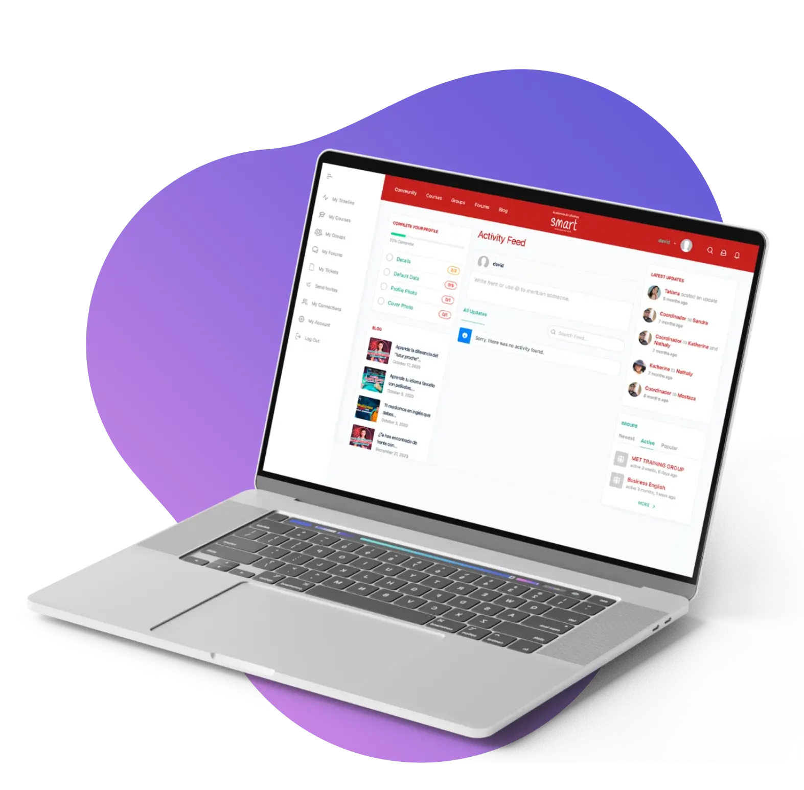Portátil mostrando la plataforma Smart Online