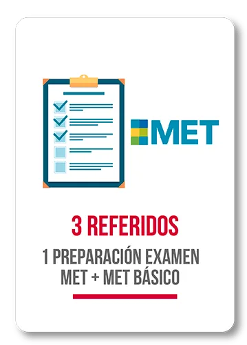 3 referidos: 1 preparación examen MET + MET básico